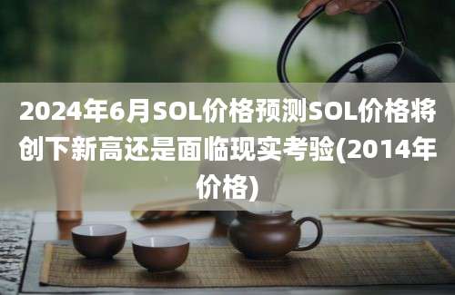 2024年6月SOL价格预测SOL价格将创下新高还是面临现实考验(2014年价格)