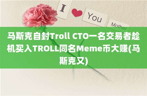 马斯克自封Troll CTO一名交易者趁机买入TROLL同名Meme币大赚(马斯克又)