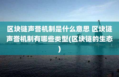 区块链声誉机制是什么意思 区块链声誉机制有哪些类型(区块链的生态)