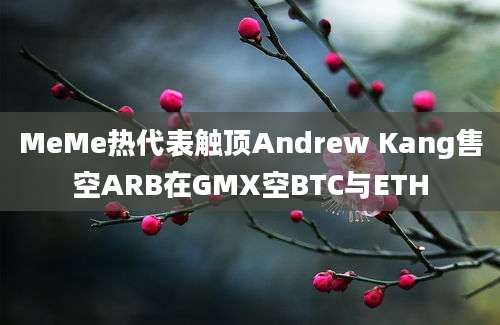 MeMe热代表触顶Andrew Kang售空ARB在GMX空BTC与ETH