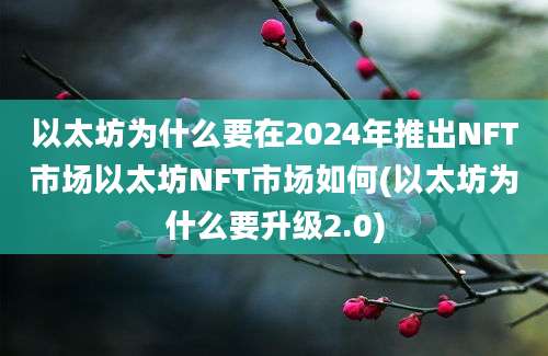 以太坊为什么要在2024年推出NFT市场以太坊NFT市场如何(以太坊为什么要升级2.0)