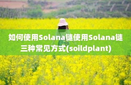 如何使用Solana链使用Solana链三种常见方式(soildplant)