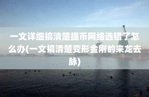 一文详细搞清楚提币网络选错了怎么办(一文搞清楚变形金刚的来龙去脉)