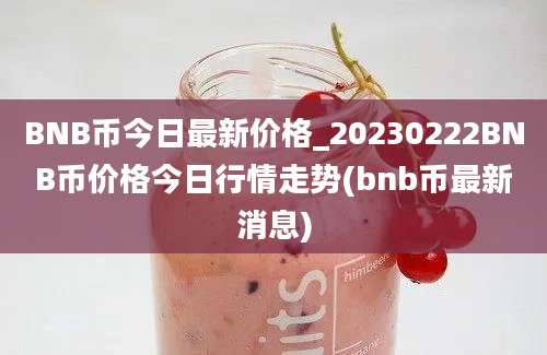 BNB币今日最新价格_20230222BNB币价格今日行情走势(bnb币最新消息)