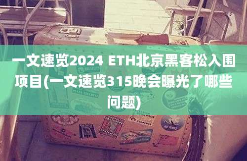 一文速览2024 ETH北京黑客松入围项目(一文速览315晚会曝光了哪些问题)