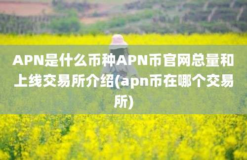 APN是什么币种APN币官网总量和上线交易所介绍(apn币在哪个交易所)