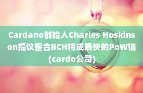 Cardano创始人Charles Hoskinson提议整合BCH将成最快的PoW链(cardo公司)