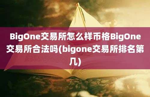 BigOne交易所怎么样币格BigOne交易所合法吗(bigone交易所排名第几)