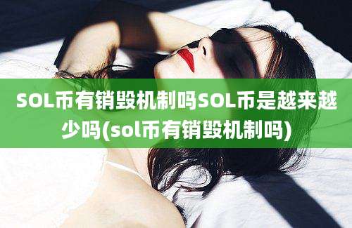 SOL币有销毁机制吗SOL币是越来越少吗(sol币有销毁机制吗)