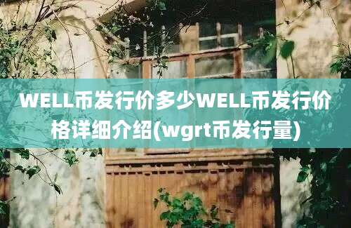 WELL币发行价多少WELL币发行价格详细介绍(wgrt币发行量)