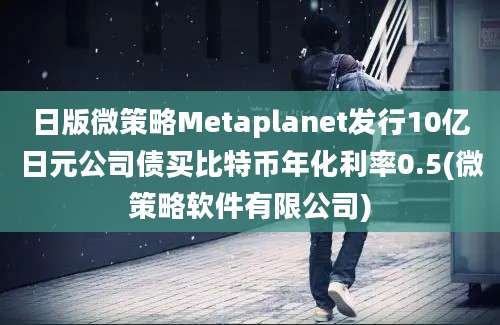 日版微策略Metaplanet发行10亿日元公司债买比特币年化利率0.5(微策略软件有限公司)