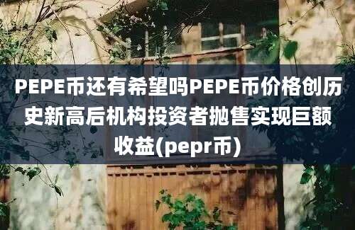 PEPE币还有希望吗PEPE币价格创历史新高后机构投资者抛售实现巨额收益(pepr币)