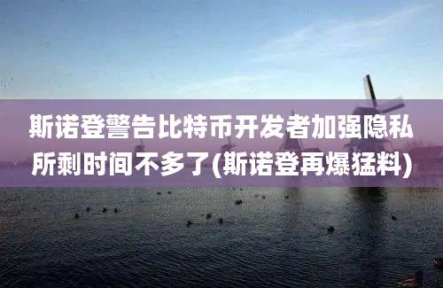 斯诺登警告比特币开发者加强隐私所剩时间不多了(斯诺登再爆猛料)