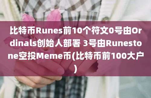 比特币Runes前10个符文0号由Ordinals创始人部署 3号由Runestone空投Meme币(比特币前100大户)