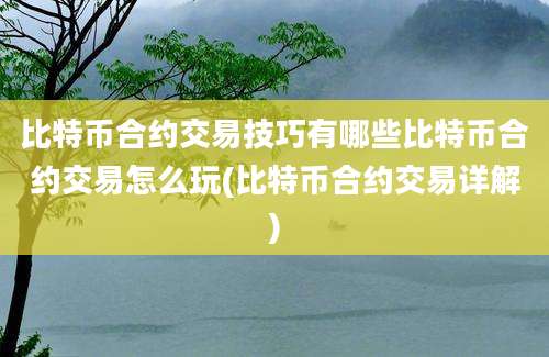 比特币合约交易技巧有哪些比特币合约交易怎么玩(比特币合约交易详解)