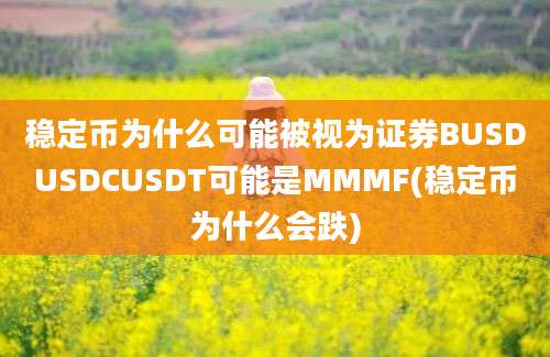 稳定币为什么可能被视为证券BUSDUSDCUSDT可能是MMMF(稳定币为什么会跌)