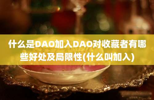 什么是DAO加入DAO对收藏者有哪些好处及局限性(什么叫加入)