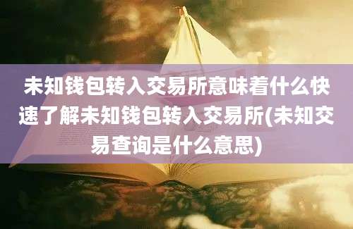 未知钱包转入交易所意味着什么快速了解未知钱包转入交易所(未知交易查询是什么意思)