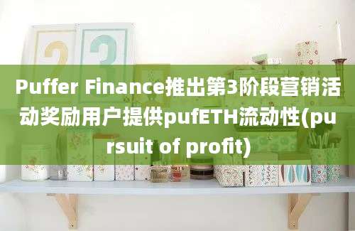 Puffer Finance推出第3阶段营销活动奖励用户提供pufETH流动性(pursuit of profit)