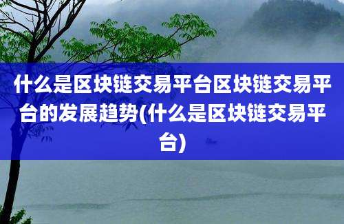 什么是区块链交易平台区块链交易平台的发展趋势(什么是区块链交易平台)