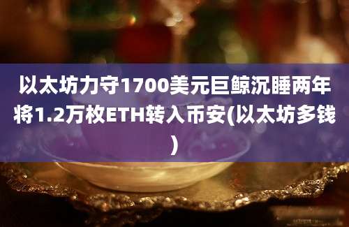 以太坊力守1700美元巨鲸沉睡两年将1.2万枚ETH转入币安(以太坊多钱)