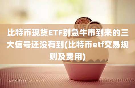 比特币现货ETF别急牛市到来的三大信号还没有到(比特币etf交易规则及费用)