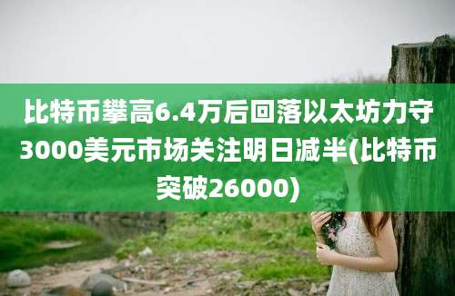 比特币攀高6.4万后回落以太坊力守3000美元市场关注明日减半(比特币突破26000)