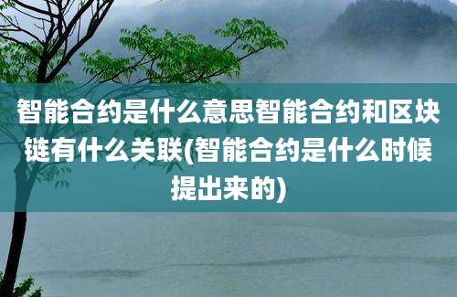 智能合约是什么意思智能合约和区块链有什么关联(智能合约是什么时候提出来的)