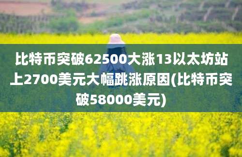 比特币突破62500大涨13以太坊站上2700美元大幅跳涨原因(比特币突破58000美元)