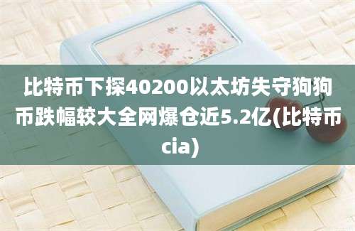 比特币下探40200以太坊失守狗狗币跌幅较大全网爆仓近5.2亿(比特币 cia)