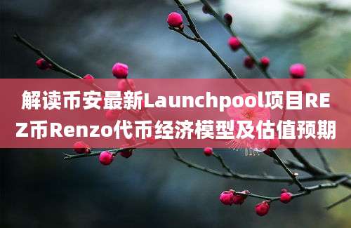 解读币安最新Launchpool项目REZ币Renzo代币经济模型及估值预期