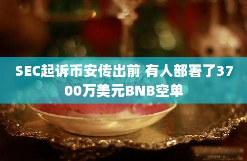 SEC起诉币安传出前 有人部署了3700万美元BNB空单