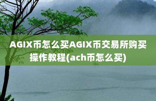 AGIX币怎么买AGIX币交易所购买操作教程(ach币怎么买)