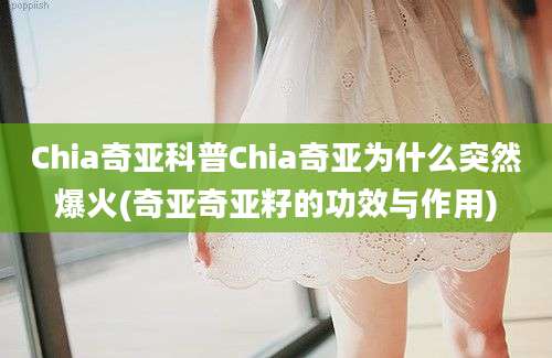 Chia奇亚科普Chia奇亚为什么突然爆火(奇亚奇亚籽的功效与作用)