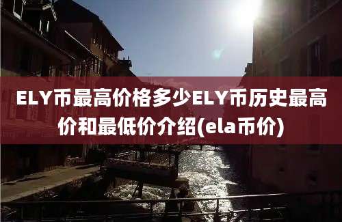 ELY币最高价格多少ELY币历史最高价和最低价介绍(ela币价)