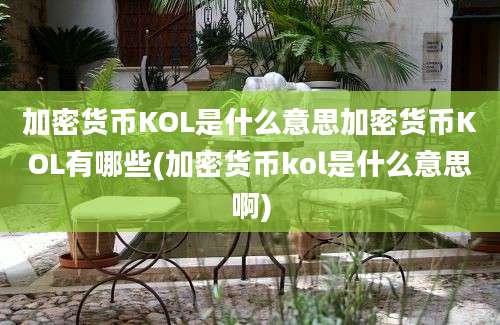 加密货币KOL是什么意思加密货币KOL有哪些(加密货币kol是什么意思啊)