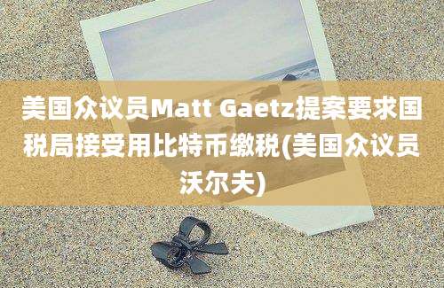 美国众议员Matt Gaetz提案要求国税局接受用比特币缴税(美国众议员沃尔夫)