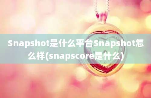 Snapshot是什么平台Snapshot怎么样(snapscore是什么)