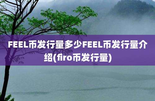 FEEL币发行量多少FEEL币发行量介绍(firo币发行量)