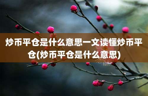 炒币平仓是什么意思一文读懂炒币平仓(炒币平仓是什么意思)