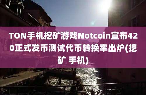 TON手机挖矿游戏Notcoin宣布420正式发币测试代币转换率出炉(挖矿 手机)