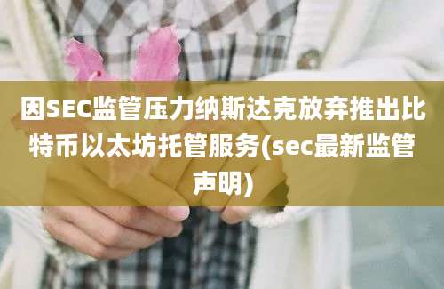 因SEC监管压力纳斯达克放弃推出比特币以太坊托管服务(sec最新监管声明)