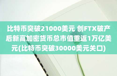 比特币突破21000美元 创FTX破产后新高加密货币总市值重返1万亿美元(比特币突破30000美元关口)