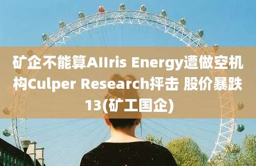 矿企不能算AIIris Energy遭做空机构Culper Research抨击 股价暴跌13(矿工国企)