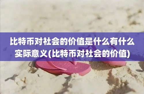 比特币对社会的价值是什么有什么实际意义(比特币对社会的价值)