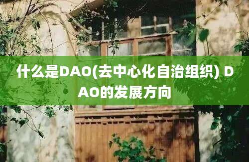 什么是DAO(去中心化自治组织) DAO的发展方向